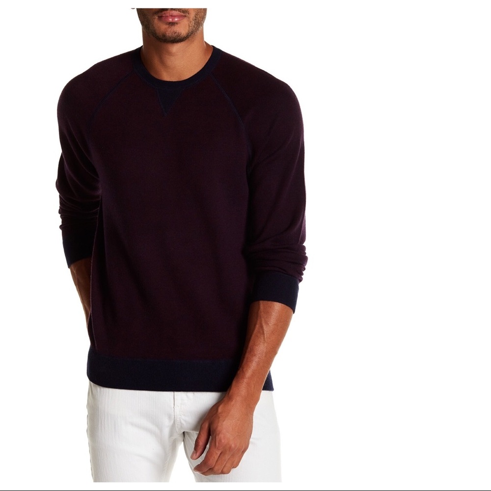 VINCE Mens Crewneck Raglan Wool Blend Sweater Red